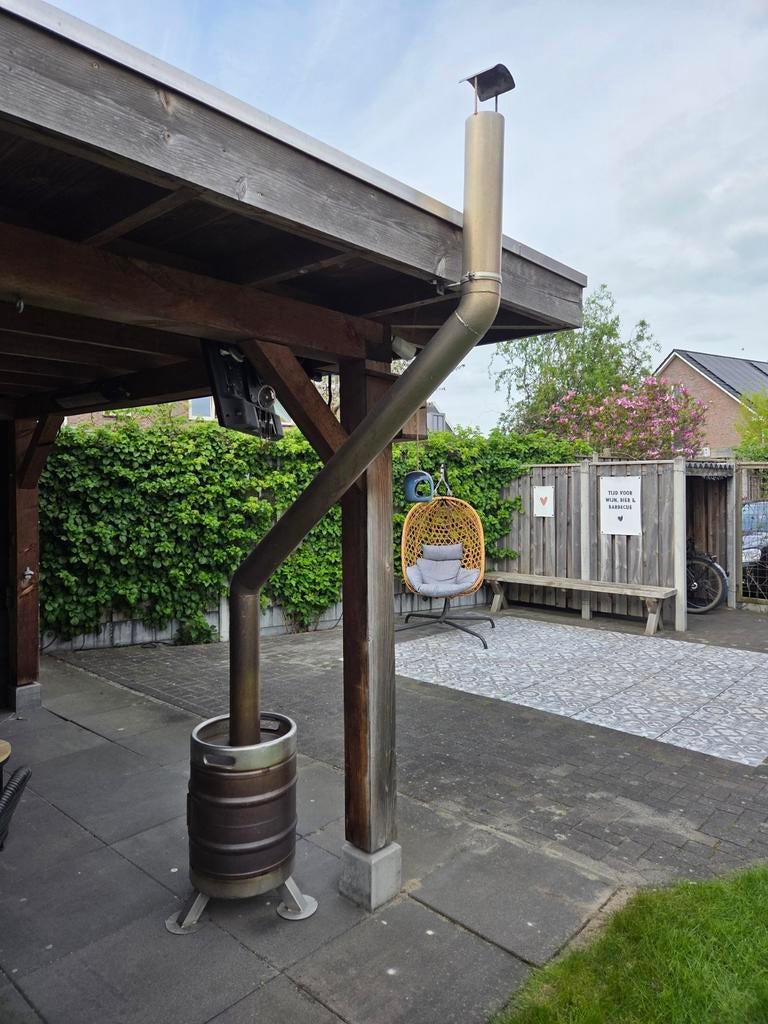 Vuurton van biervat met pijp, bierfust kachel, Tuin en Terras, Vuurkorven, Ophalen