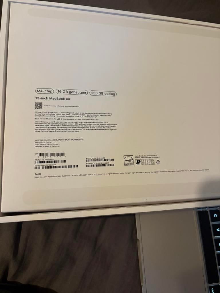 Macbook air  m4 2025, Computers en Software, 256 GB, Qwerty, 13 inch, Ophalen of Verzenden