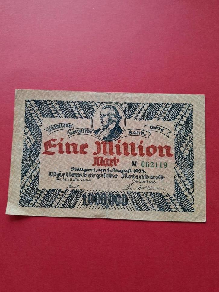 Duitsland 1923 - 1.000.000 Mark Württembergische Notenbank, Postzegels en Munten, Bankbiljetten | Europa | Niet-Eurobiljetten