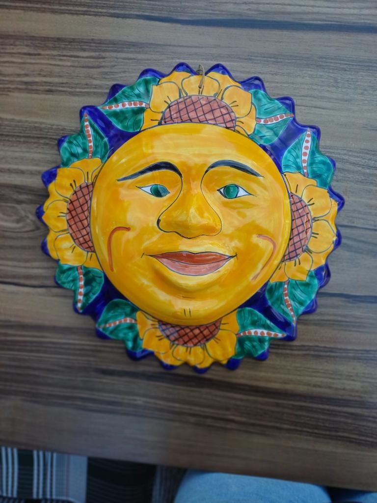Mexicaans keramiek zon kunstwerk, handgemaakt, 35cm, Ophalen of Verzenden