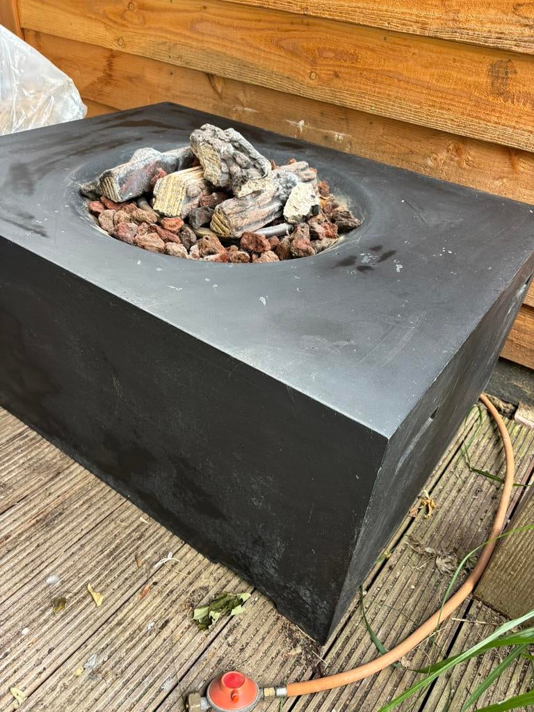 Vuurtafel op gas antracietkleur, Tuin en Terras, Vuurtafels, Ophalen, Gebruikt