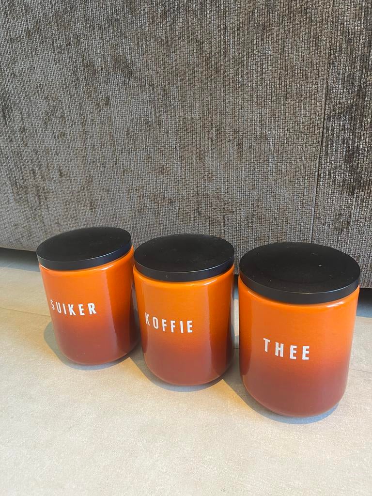 DRU Voorraadpotten - Suiker, Koffie, Thee, Ophalen of Verzenden, Zo goed als nieuw, Voorraadpot, Steen/keramiek