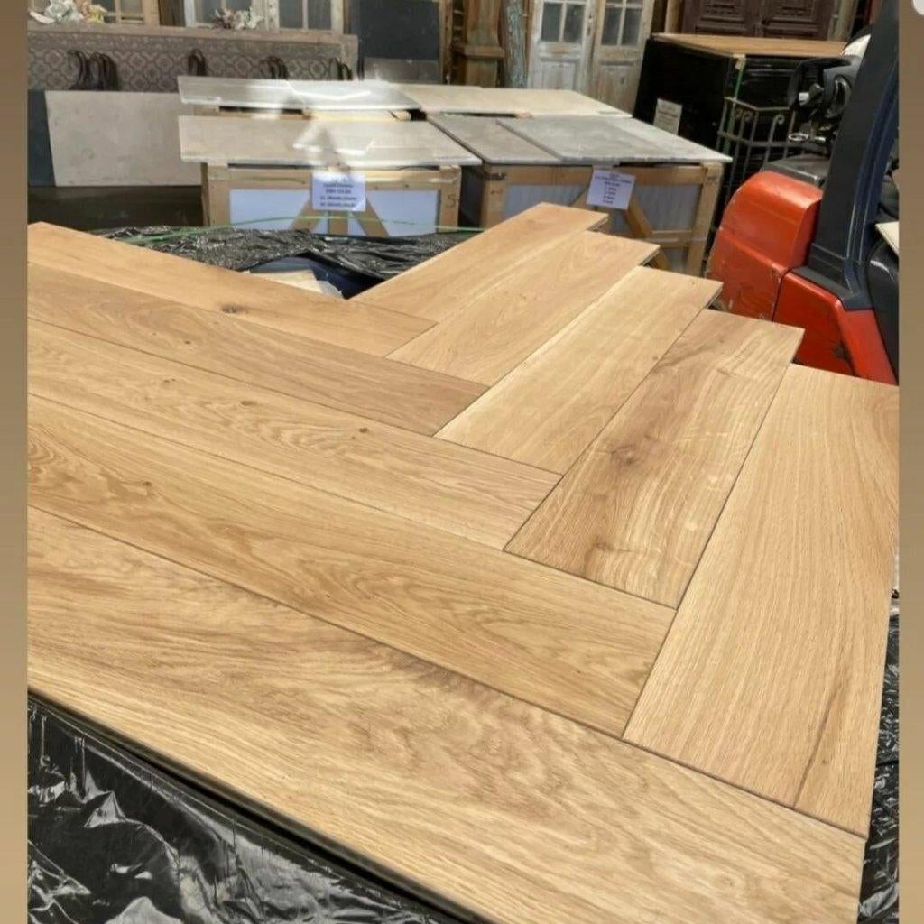 TIJDELIJK AFGEPRIJSD! EIKEN VISGRAAT, GEOLIED PARKET !, Huis en Inrichting, Stoffering | Vloerbedekking, Ophalen, Nieuw, 75 m² of meer