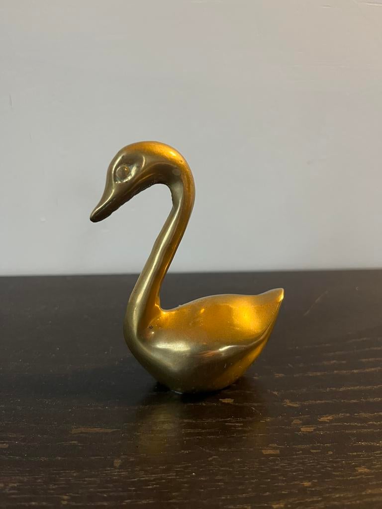 Mooi koperen of bronzen beeldje van een zwaan, Verzamelen, Ophalen of Verzenden, Zo goed als nieuw, Dier