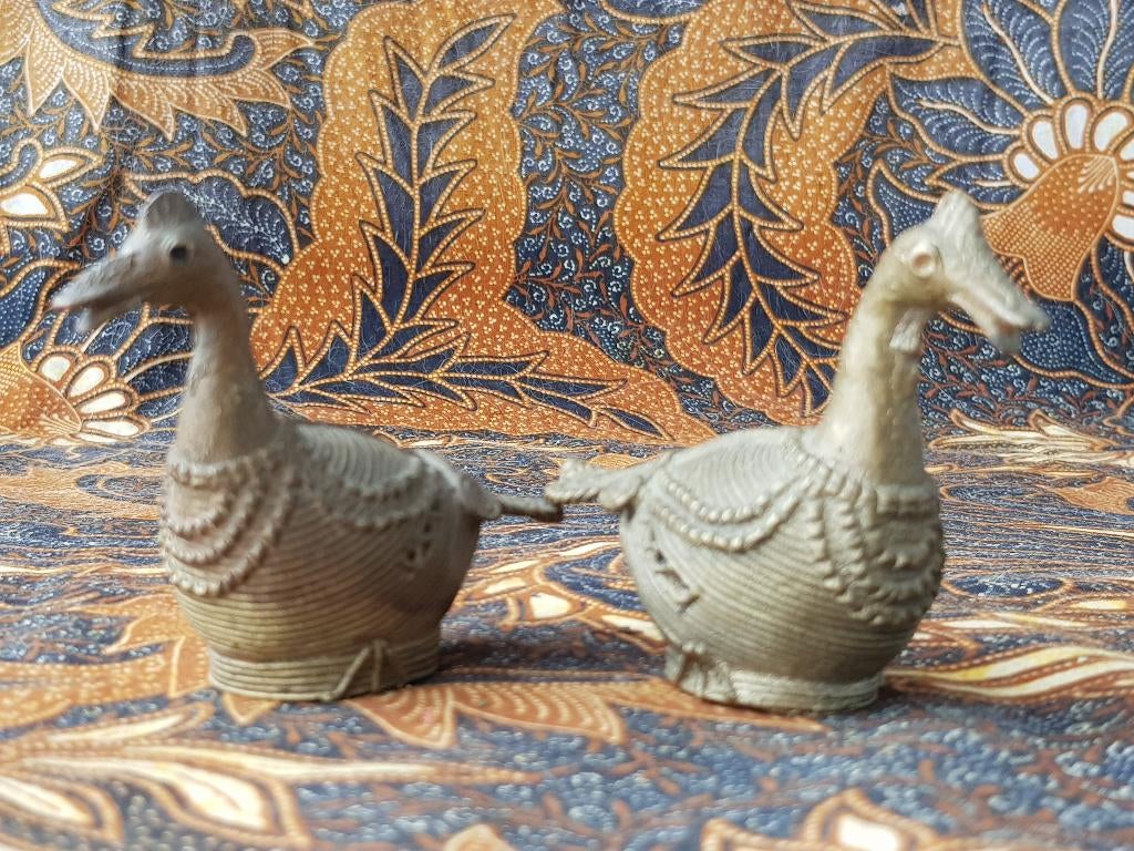 Mooi stel antieke ganzen uit India van brons 9 cm., Ophalen of Verzenden