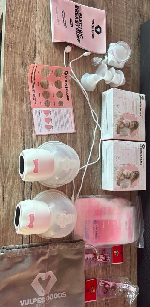 Vulpes Goods Dubbele Elektrische Borstkolf met Accessoires, Ophalen of Verzenden, Zo goed als nieuw, Borstkolf