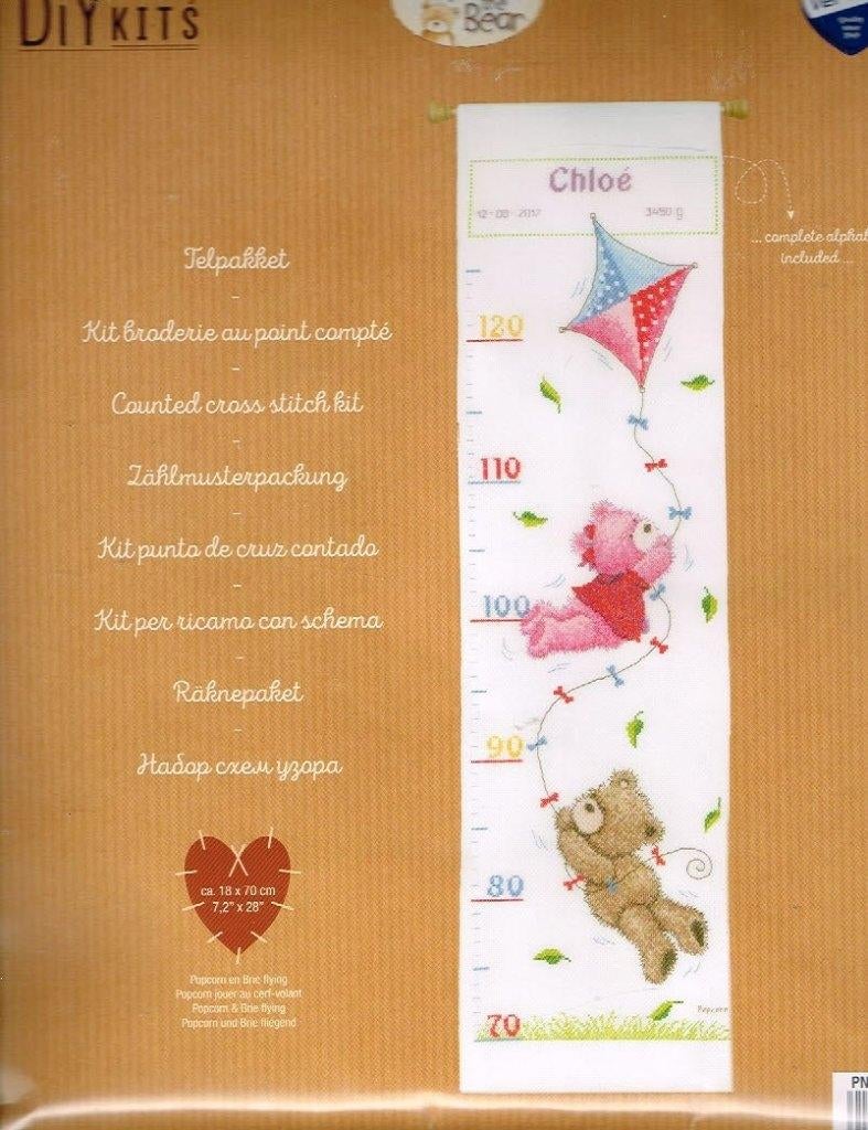 Cado popcorn borduurpakket groeimeter, popcorn + brie flying, Ophalen of Verzenden, Nieuw, Handborduren, Borduurpakket