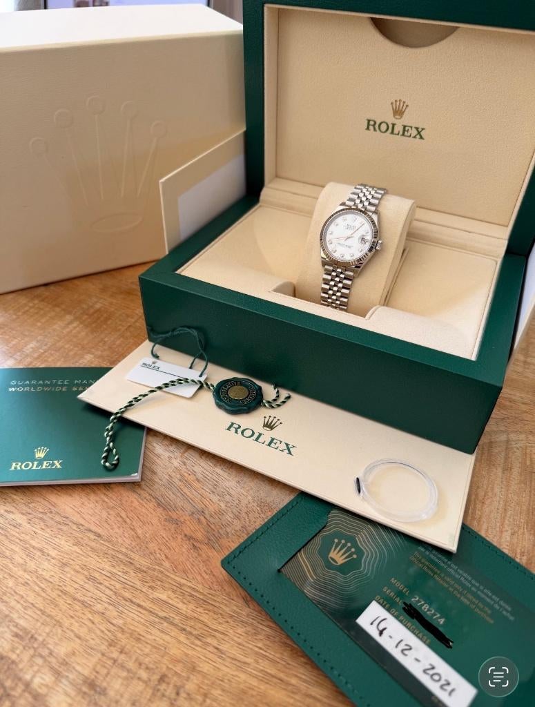 Rolex Oyster Perpetual Lady Datejust - 31mm Mother of Pearl, Ophalen, Staal, Polshorloge, Zo goed als nieuw