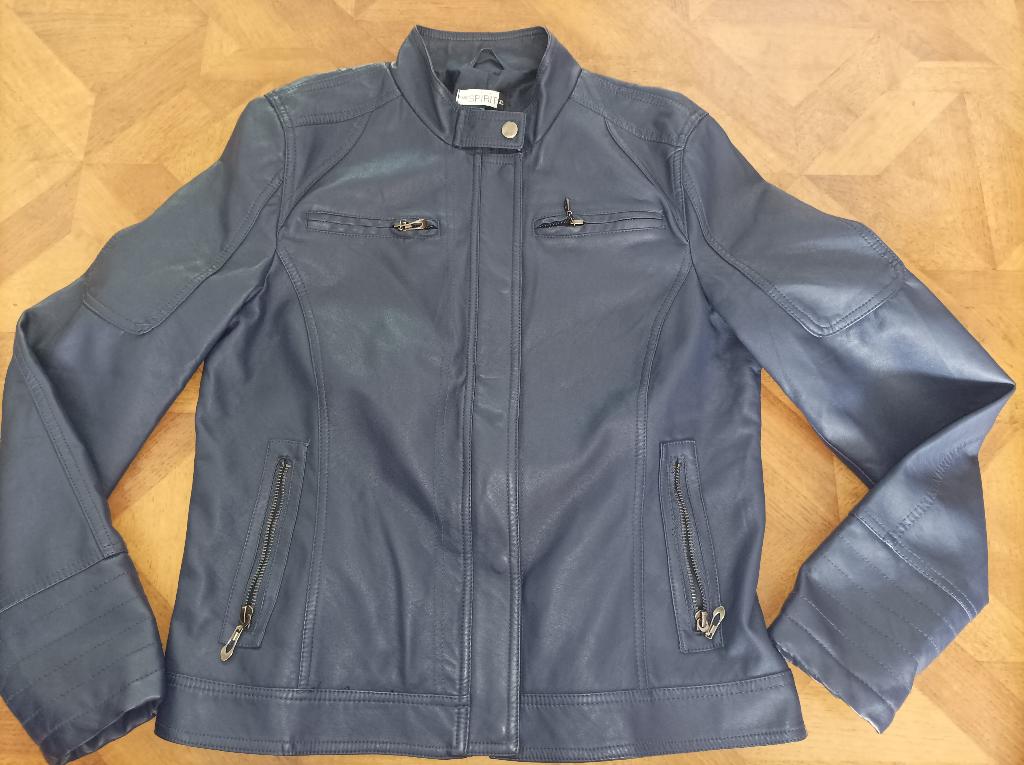 True Spirit imitatieleer tussenjas Jas blauw maat 40, Maat 38/40 (M), Blauw, Ophalen of Verzenden, True Spirit