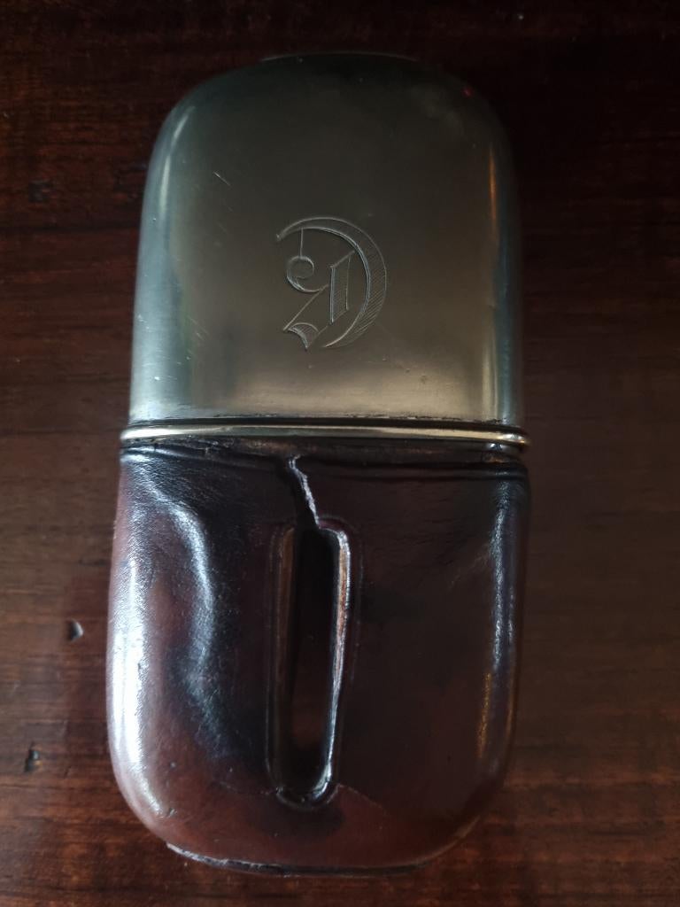 Antieke Porthole Dunhill heupfles met Zilveren Dop., Ophalen of Verzenden, Zilver