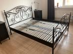 Tweepersoonsbed smeedijzer 160x200 cm met lattenbodems, Ophalen, Gebruikt, Zwart, Tweepersoons