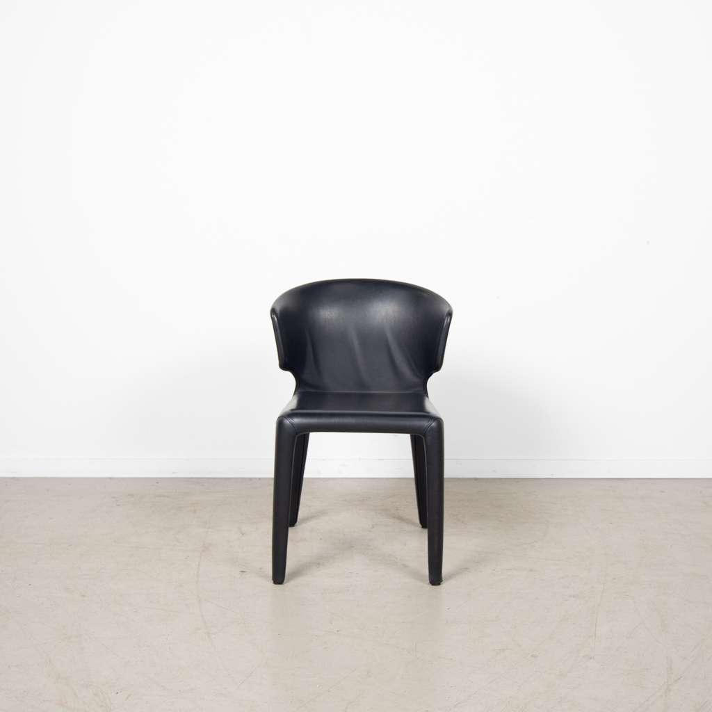 6x Cassina Hola Stoel Zwart Leer, Niet ingevuld, Zwart, Niet ingevuld, Leer