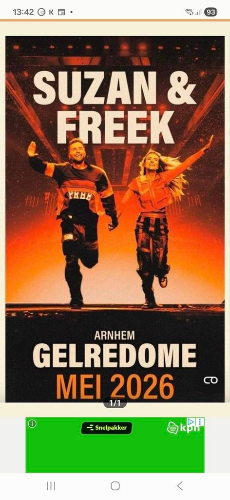 1 ticket van Freek en Suzan, Tickets en Kaartjes, Twee personen