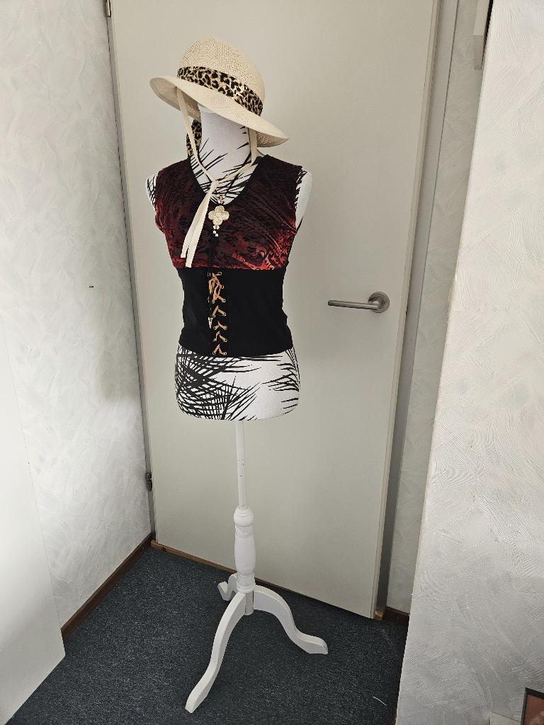 Paspop met een unieke zwart-witte palmbladprint, Ophalen of Verzenden, Nieuw, Paspop