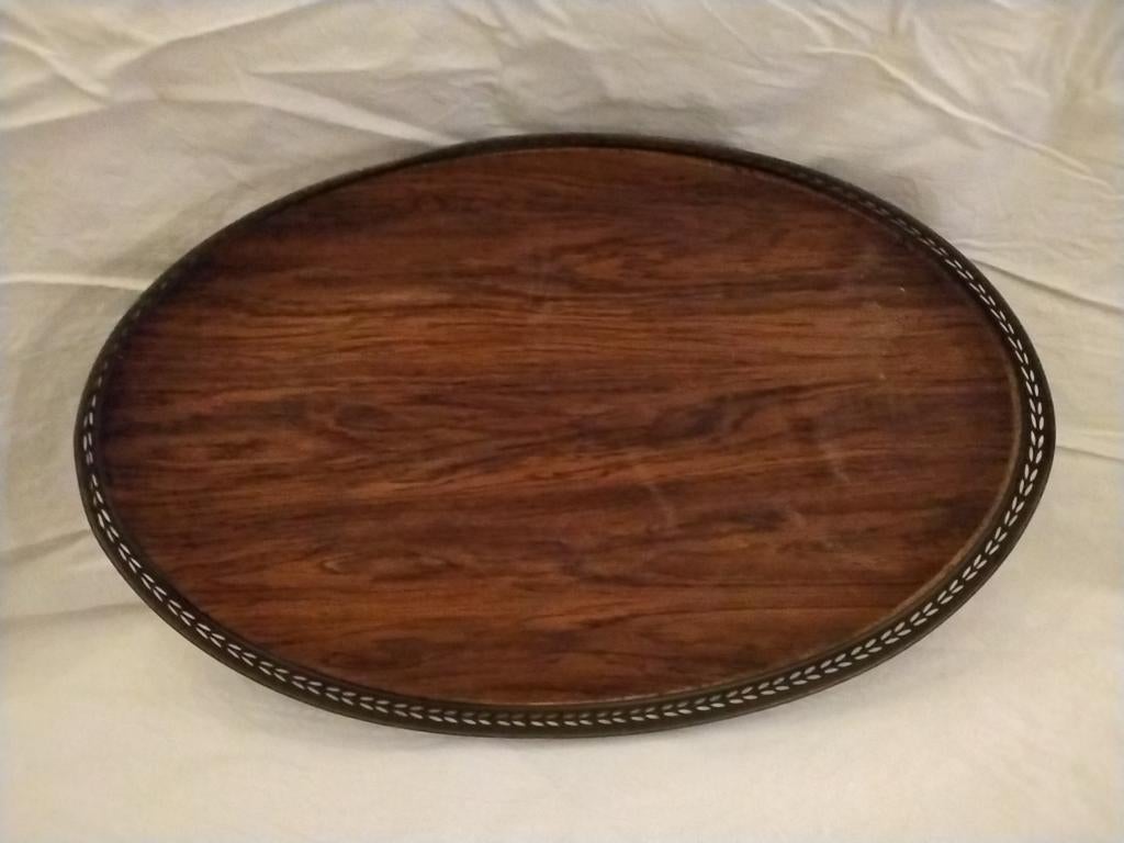Houten dienblad met metalen rand, Antiek en Kunst, Ophalen of Verzenden