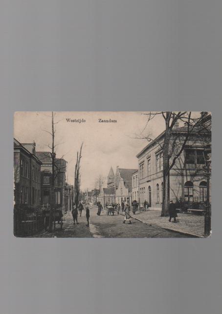Zaandam Westzijde terhoogte Botermakersstraat met School HBS, Ophalen of Verzenden, Voor 1920, Gelopen, Noord-Holland