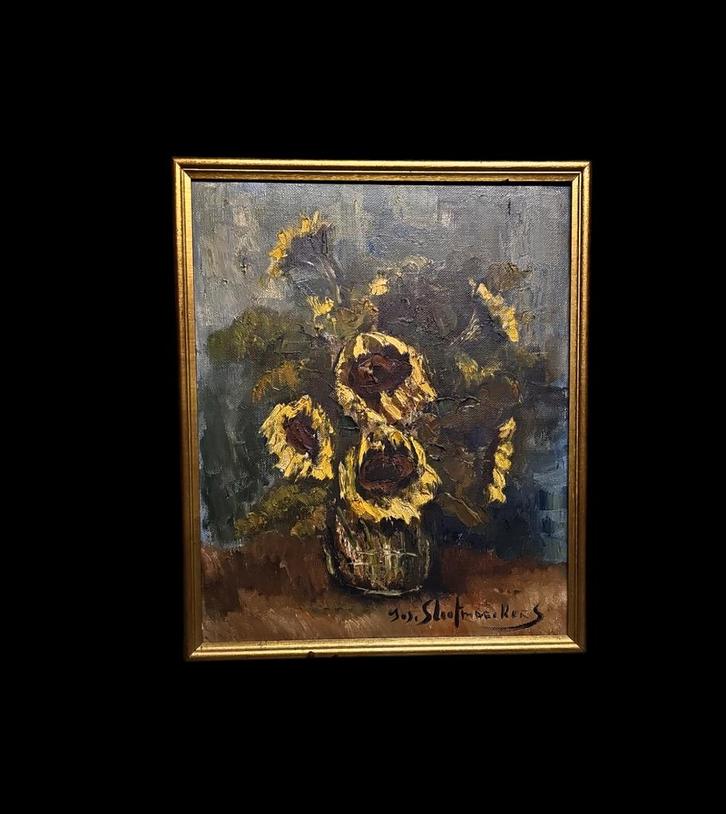 Schilderij  Stilleven zonnebloemen.Gesign., Antiek en Kunst, Kunst | Schilderijen | Klassiek, Ophalen of Verzenden