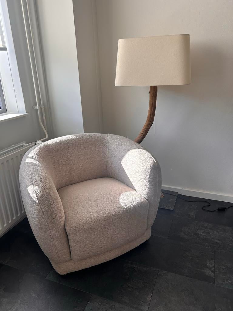 Fauteuil Sophie - Zandkleurig, Huis en Inrichting, Fauteuils, Zo goed als nieuw, Stof, 75 tot 100 cm, Ophalen