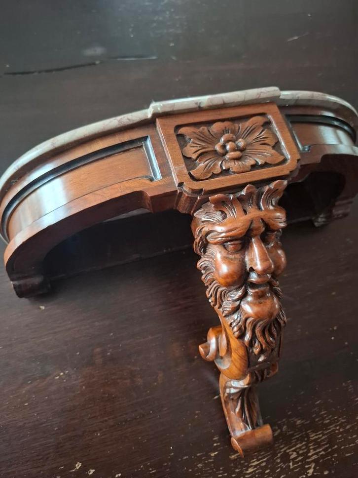 Seize notenhouten trumeau wandtafeltje met marmeren blad, Antiek en Kunst, Antiek | Meubels | Tafels, Ophalen