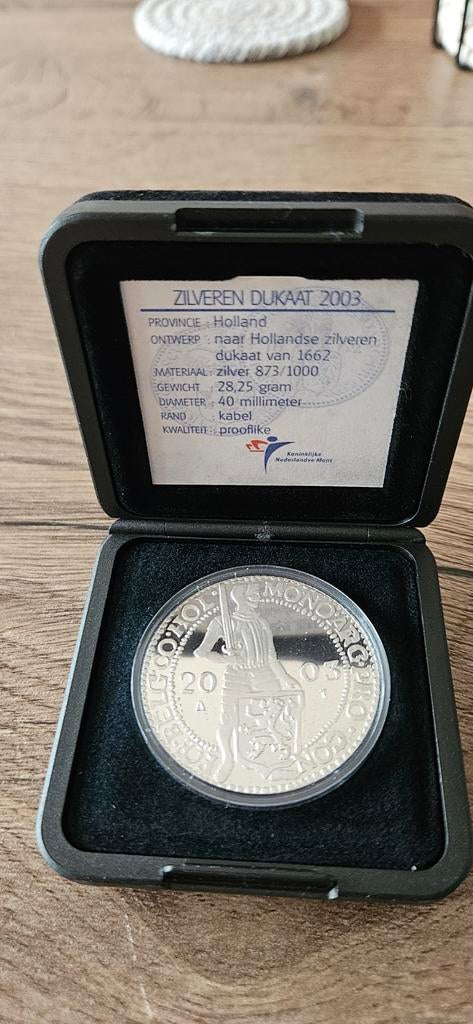 Zilveren Dukaat 2003 HOLLAND proof in orginele doosje, Koningin Beatrix, Zilver, Losse munt, Overige waardes