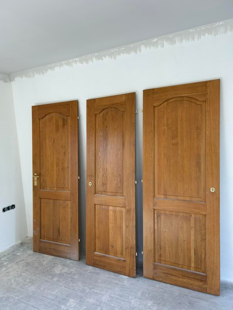 Massief eiken paneeldeuren (3x), Ophalen, 200 cm of meer, Eikenhout, 50 tot 100 cm