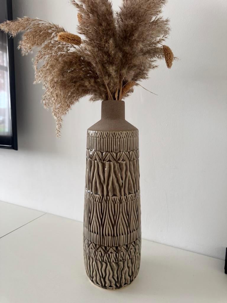 Vaas met pampas pluimen, Ophalen, Overige kleuren, Minder dan 50 cm, Glas