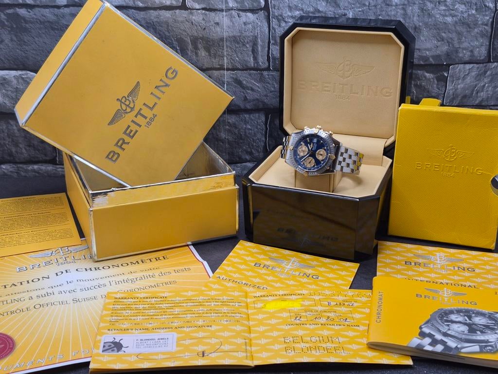 Breitling Chronomat 39mm Staal/Goud Full Set 2002, Gebruikt, Breitling, Polshorloge, Ophalen of Verzenden