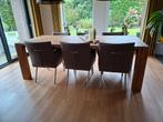 Eettafel met stoelen, Huis en Inrichting, Tafels | Eettafels, Ophalen, Gebruikt, 100 tot 150 cm, Teakhout