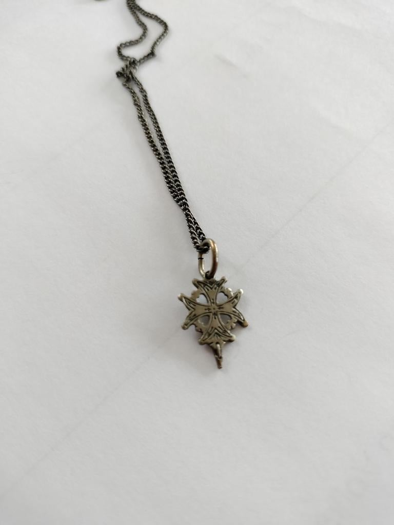 Ketting met hanger hugenotenkruisje zilver, Ophalen of Verzenden, Zilver, Overige materialen, Met hanger