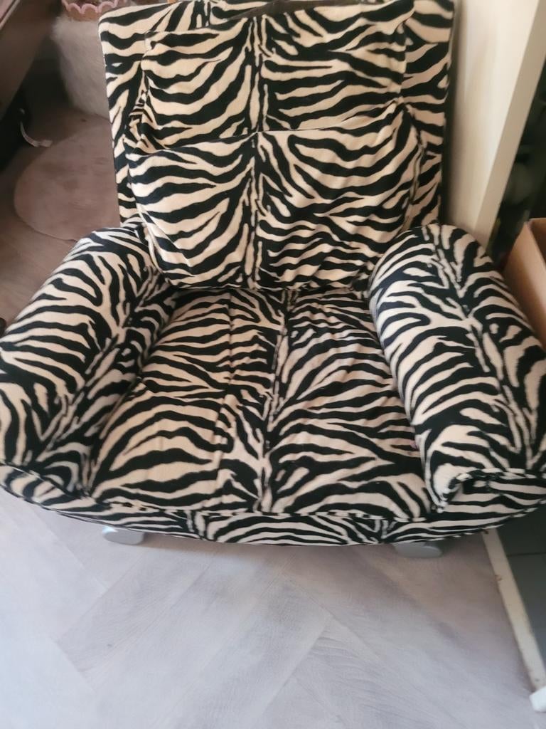 Zebraprint Fauteuil - Comfortabele Stoel, Gebruikt, 75 tot 100 cm, Ophalen of Verzenden, Stof
