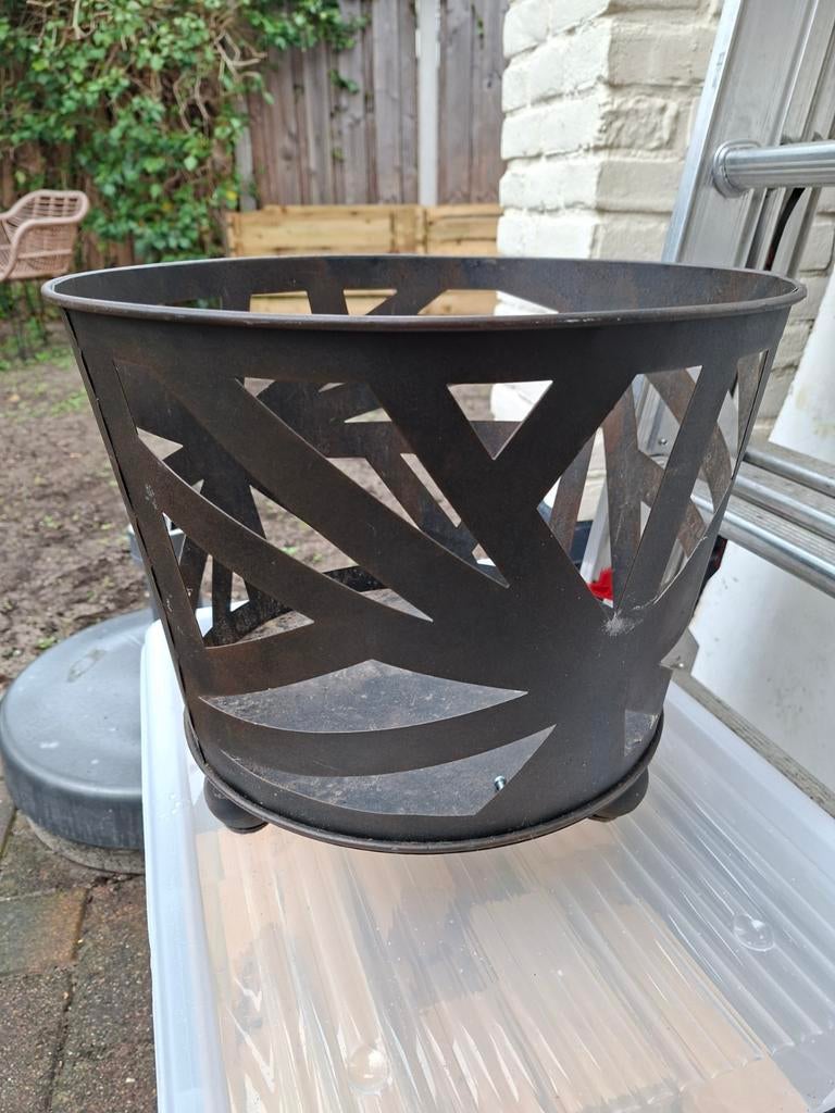 Metalen korf voor kachelhout, Ophalen, Rond, Overige materialen