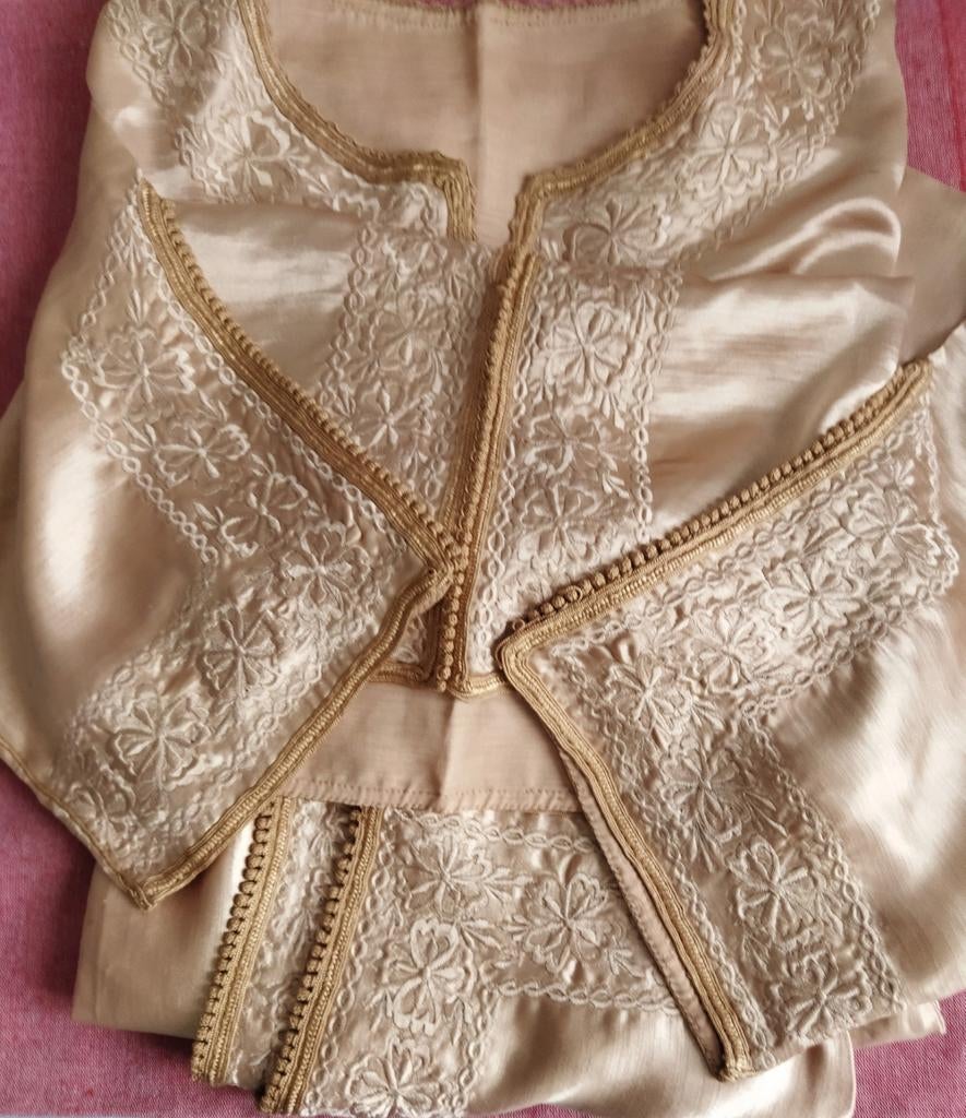 Geborduurde Marokkaanse Jabador - Nieuwstaat, Kleding | Dames, Jurken, Nieuw, Maat 46/48 (XL) of groter, Beige, Ophalen