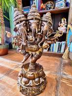 TRIMUKHI GANESHA BEELD BRONS 71 CM (30 KG)!, Ophalen, Zo goed als nieuw, Beeld(je), Hindoeïsme
