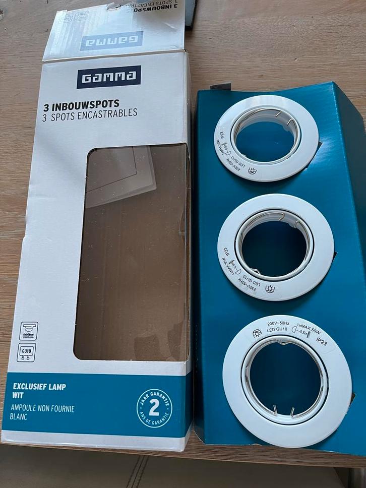 3x inbouwspot (Gamma) nieuw / voor lampje GU10, Huis en Inrichting, Lampen | Losse lampen, Nieuw, Overige typen, 30 tot 60 watt