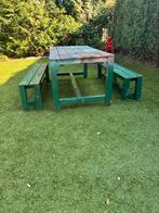 Tuintafel met twee bankjes - opknapper, Ophalen, Gebruikt, Hout