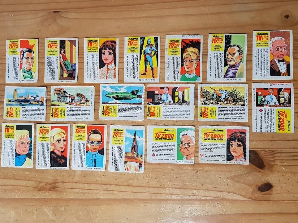 Thunderbirds kauwgom plaatjes 1966, Ophalen of Verzenden, Zo goed als nieuw, Foto of Kaart