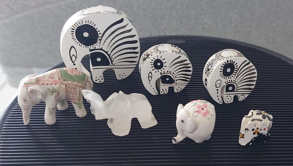 Letterbak figuurtjes olifanten 7 stuks, Ophalen, Zo goed als nieuw