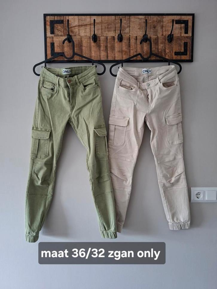 2x Only cargo broeken, maat 36/32, zgan, Kleding | Dames, Broeken en Pantalons, Zo goed als nieuw, Maat 36 (S), Groen, Lang, Ophalen of Verzenden