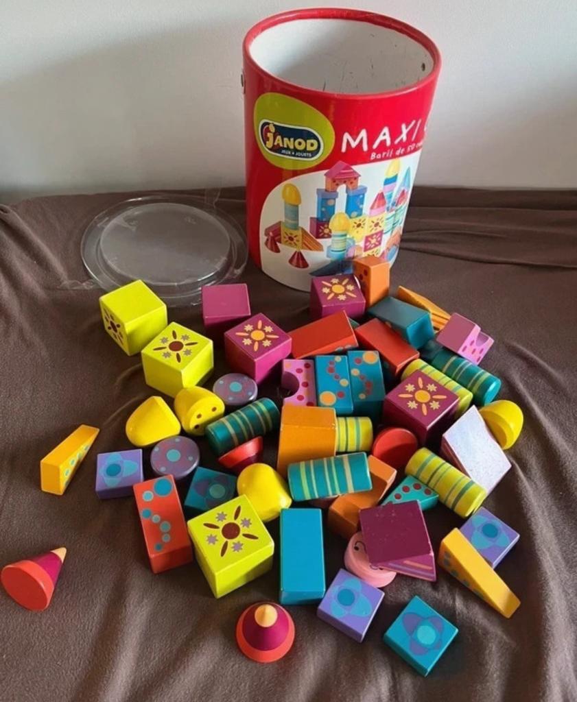 Janod Ton met gekleurde houten blokken, Ophalen of Verzenden, Gebruikt, Overige typen