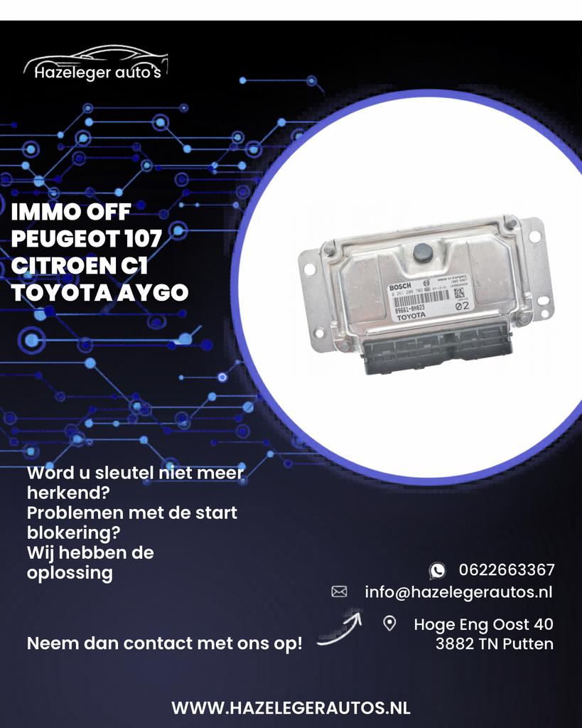 IMMO OFF Peugeot 107 Citroen C1 en Toyota Aygo, Ophalen of Verzenden, Zo goed als nieuw