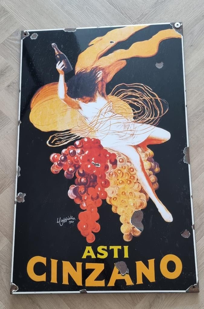 Cinzano wijn emaille bord reclamebord kunstwerk, Verzamelen, Merken en Reclamevoorwerpen, Ophalen of Verzenden, Gebruikt, Reclamebord