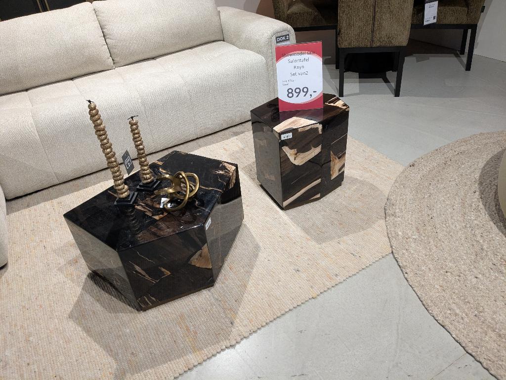 SALON TAFELSET VERSTEEND HOUT ZEER EXCLUSIEF VERDER VERLAAGD, Huis en Inrichting, Tafels | Salontafels, Ophalen, MODERN, Overige materialen