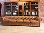 Orginele grote cognac leren chesterfield, Ophalen, Overige maten, Info@chesterfieldjunkie.nl, 300 cm of meer
