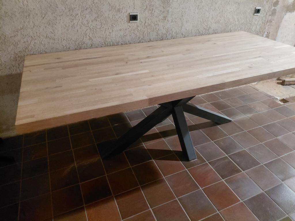 Massief Eiken Eettafel 220x100cm met Matrixpoot, Huis en Inrichting, Ophalen of Verzenden, Nieuw