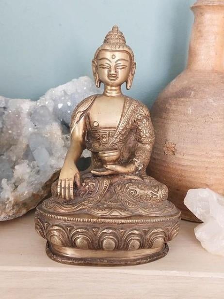 Oude Vintage Koperen Boeddha Boeddhisme Shakyamuni Mudra, Gebruikt, T, Ophalen of Verzenden, N