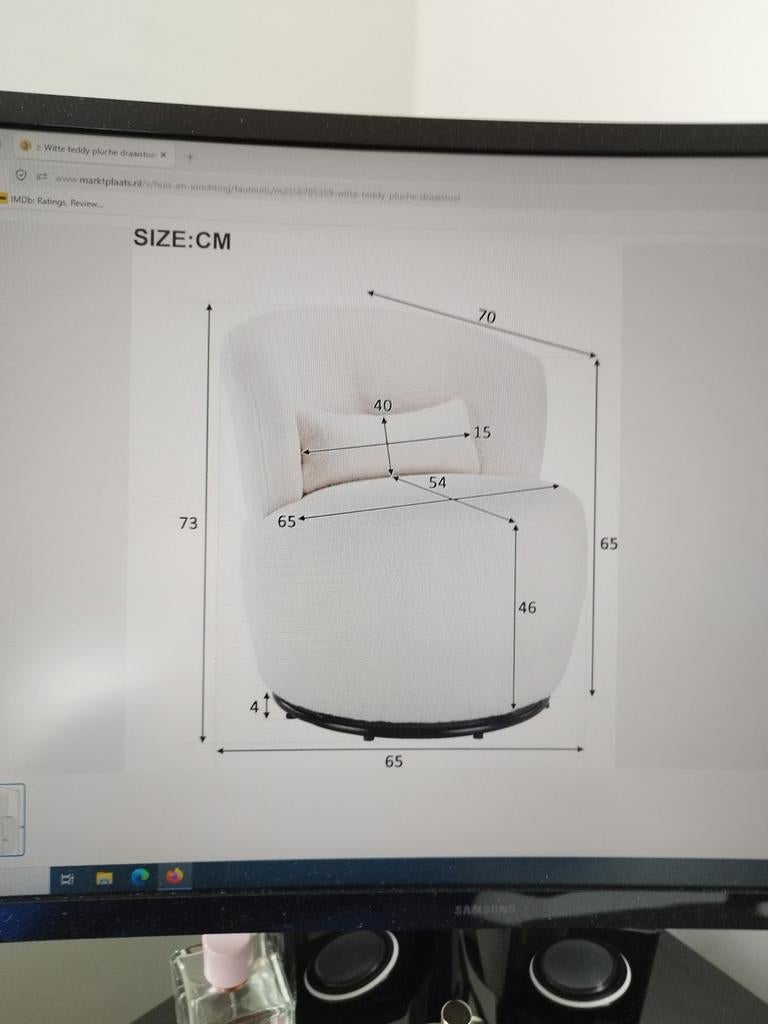 2 nieuwe witte TEDDY draaifauteuils in doos., Ophalen, Minder dan 50 cm, Minder dan 75 cm, Nieuw