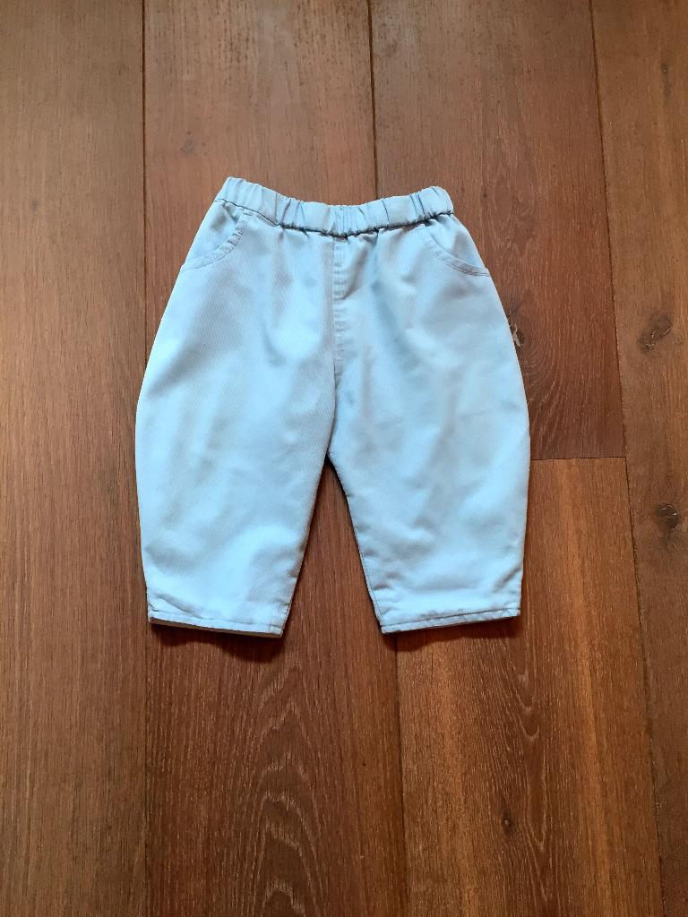 IZGS: baby ribcord, pastelblauw gevoerd broekje; maat 68, Kinderen en Baby's, Babykleding | Maat 68, Gebruikt, Broekje, Ophalen of Verzenden