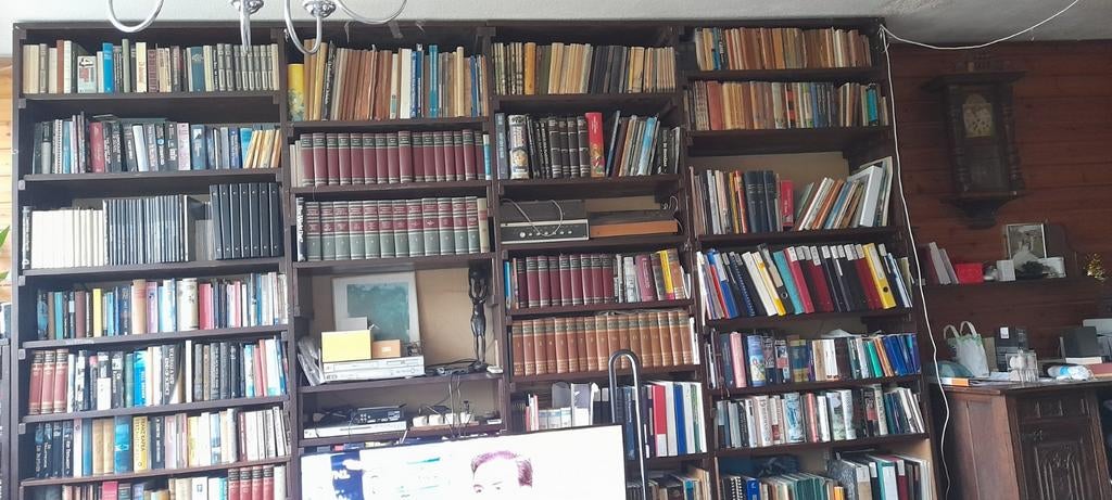 Bijzondere handgemaakte houten boekenkast, Met plank(en), Gebruikt, 200 cm of meer, Rustiek, Klassiek