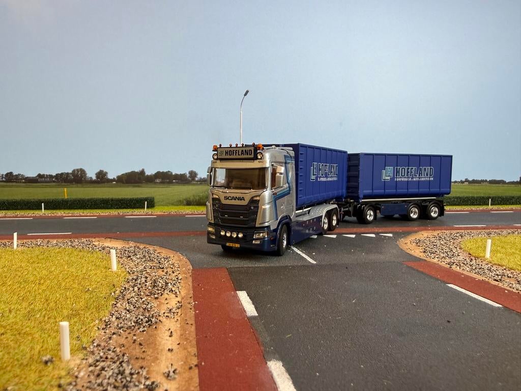 WSI Scania S Normal 6x2 containercombi 2x 40m2 Hoffland 1:50, Ophalen of Verzenden, Nieuw, Bus of Vrachtwagen, Wsi