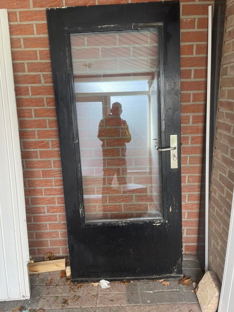 Gratis af te halen buitendeur met thermopane glas, Deurkozijn, Zo goed als nieuw, 150 tot 225 cm, Hout